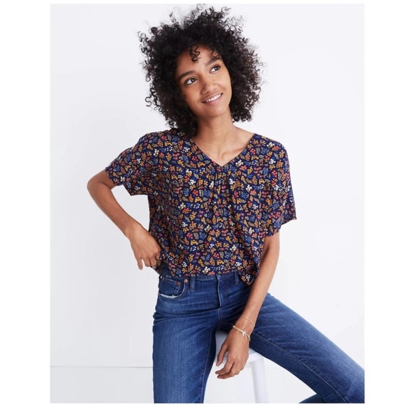 Madewell Tops - Madewell Rhyme Top in Garden Party Blue Night sz M